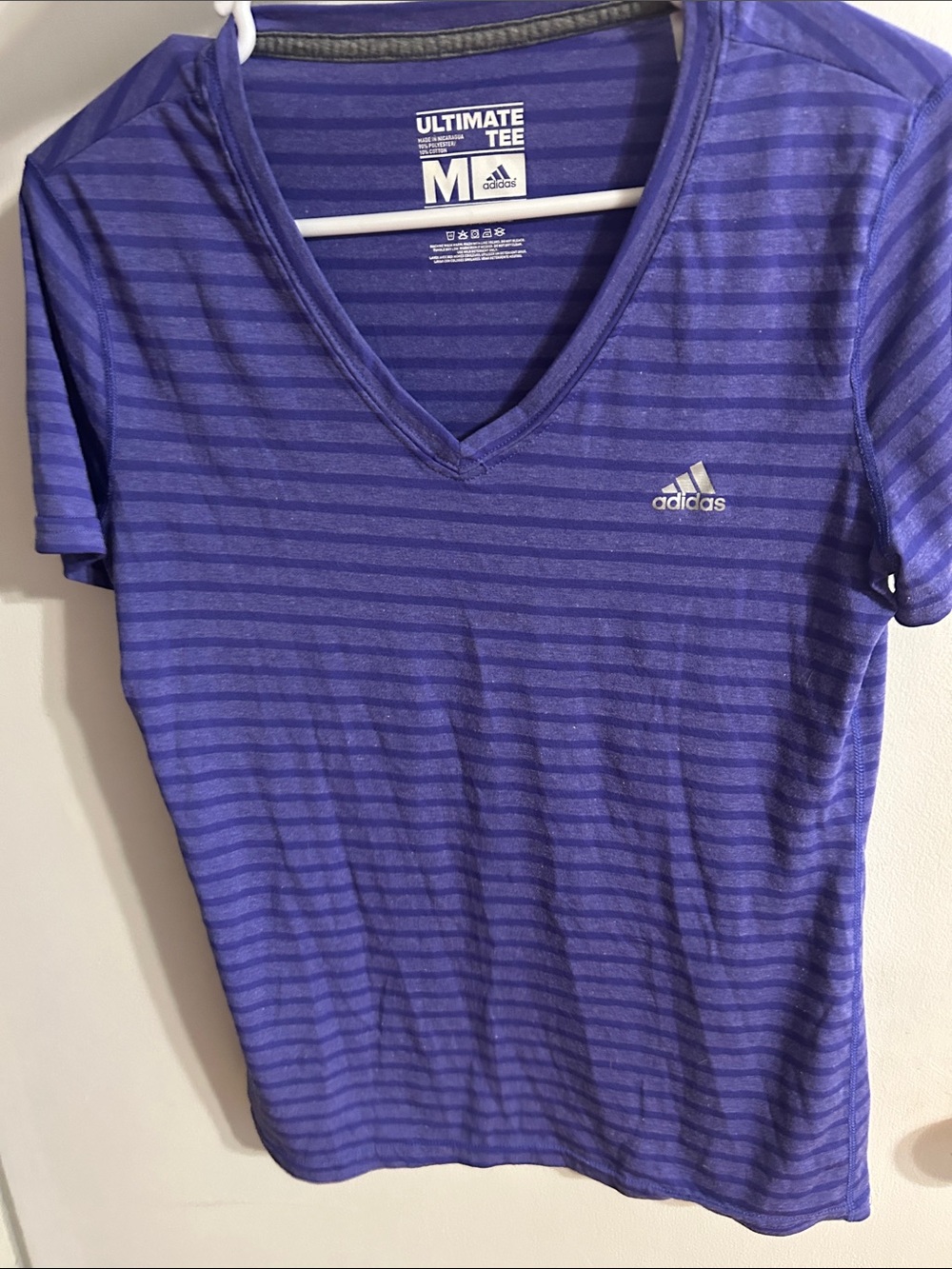 adidas Purple Striped V-Neck Ultimate Tee